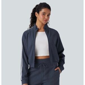 Halara Ribbed Stand Collar Long Sleeve Zipper Casual Jacket with Pockets XS NWT